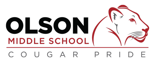 Olson Middle School logo with a stylized cougar drawing