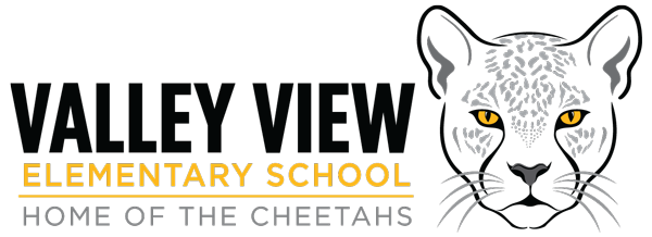 Valley View Elementary School Logo with a cheetah's face to the right