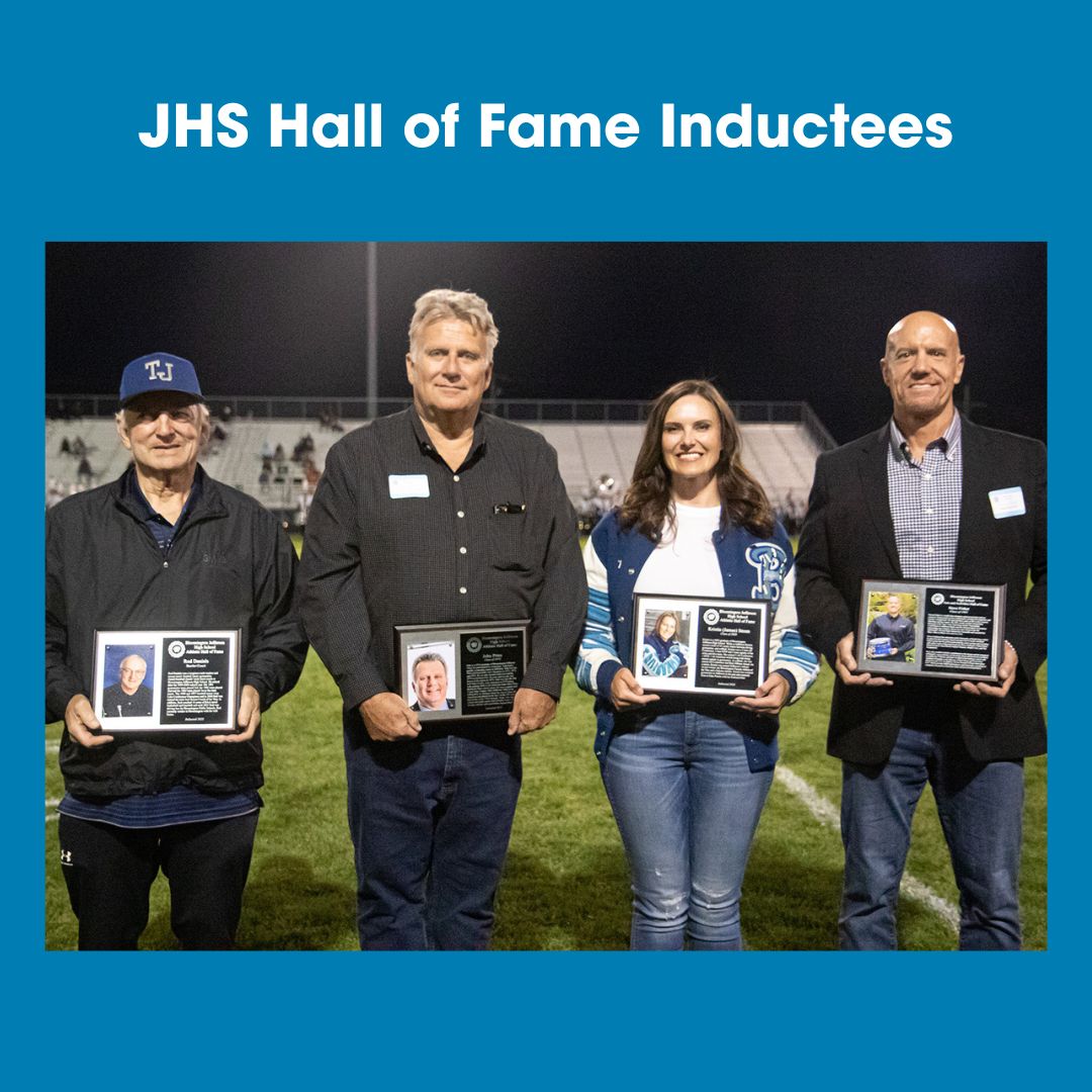 Group photo of Rod Daniels, John Prins, Kristin (Jarnes) Strom and Steve Fisher