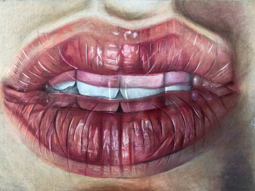 Drawing of a mouth with double-vision effect