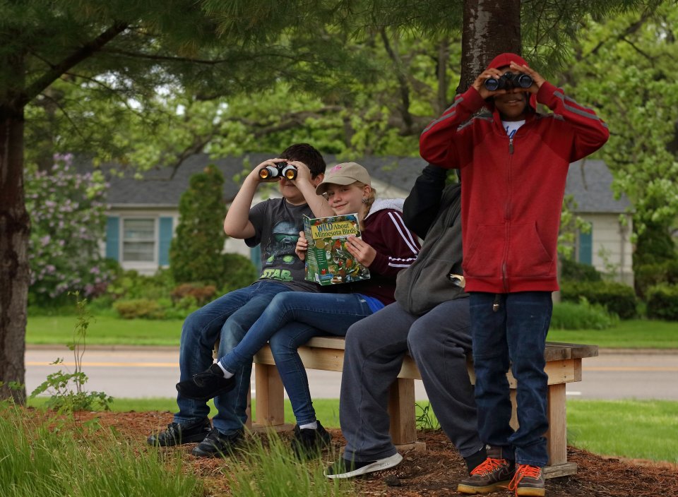 Washburn students learning in outdoor classroom