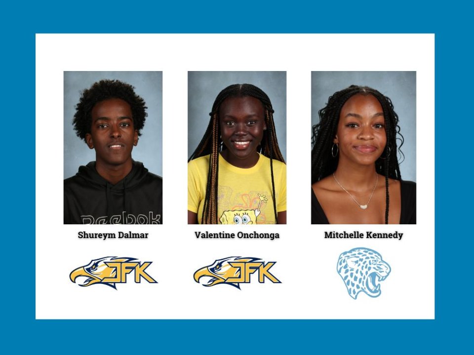 Photo of students Shureym Dalmar, Valentine Onchonga and Mitchelle Kennedy