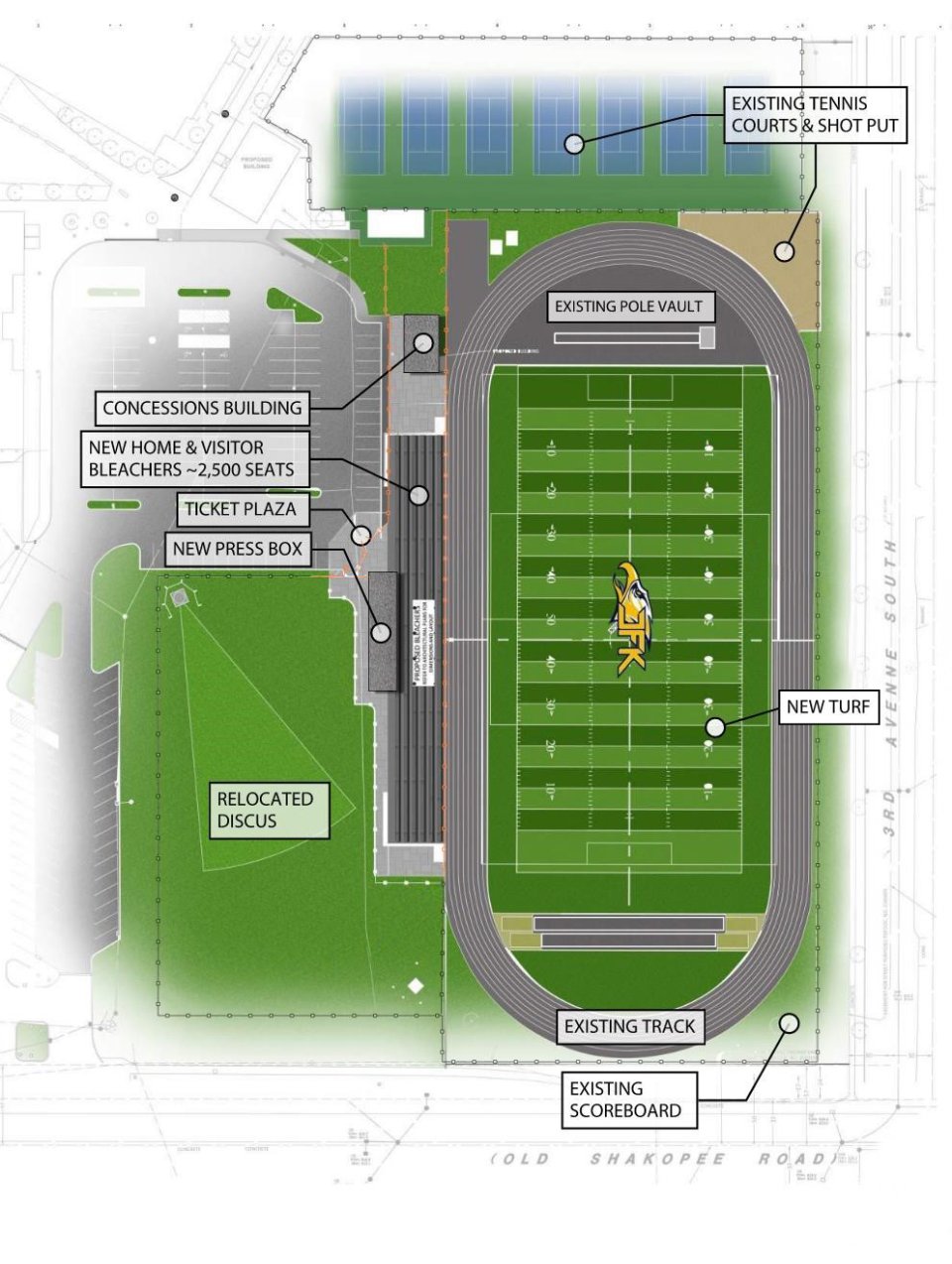 rendering of Kennedy stadium field