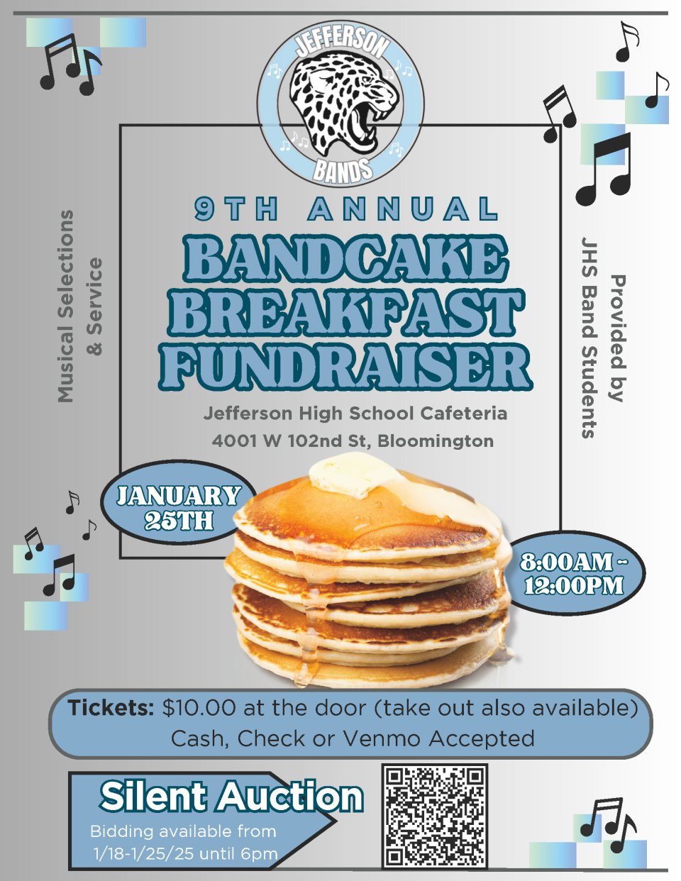 Jefferson 'Bandcake’ breakfast flyer