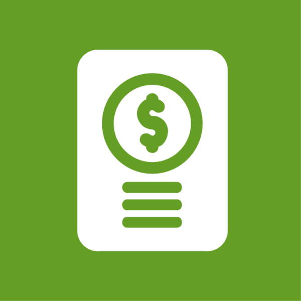 Green square with dollar sign icon