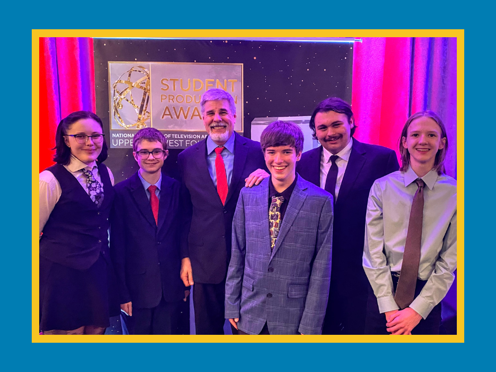 BEC director Tom Ringdal and student volunteers attending the Emmy Foundation awards.