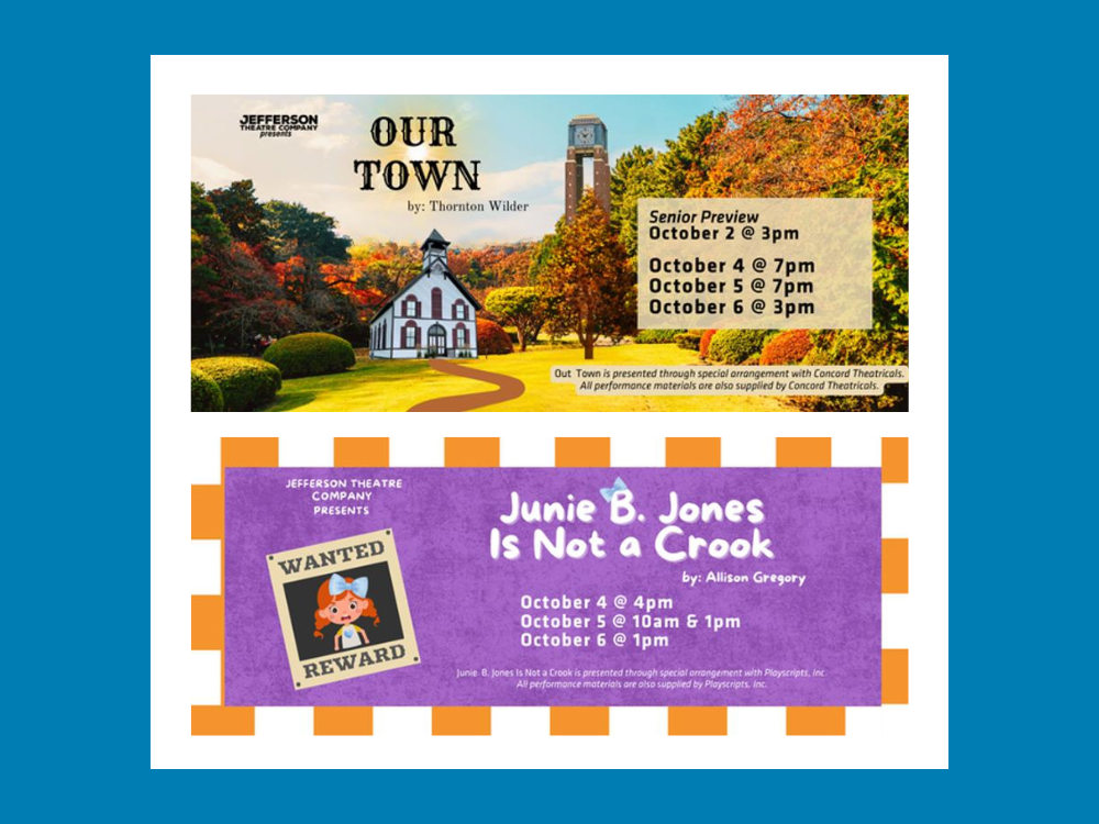Our Town and Junie B. Jones is Not a Crook posters
